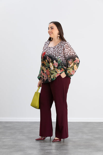 Bluse in lockerer Passform mit elastischem Bund - Multifarbe