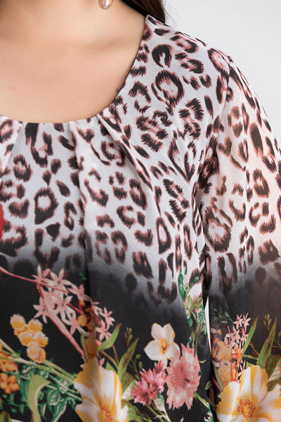 Bluse in lockerer Passform mit elastischem Bund - Multifarbe