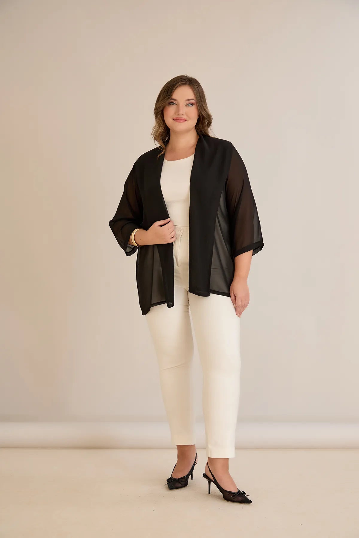 Festlicher Chiffon-Überwurf – Schwarz – Schwarz
