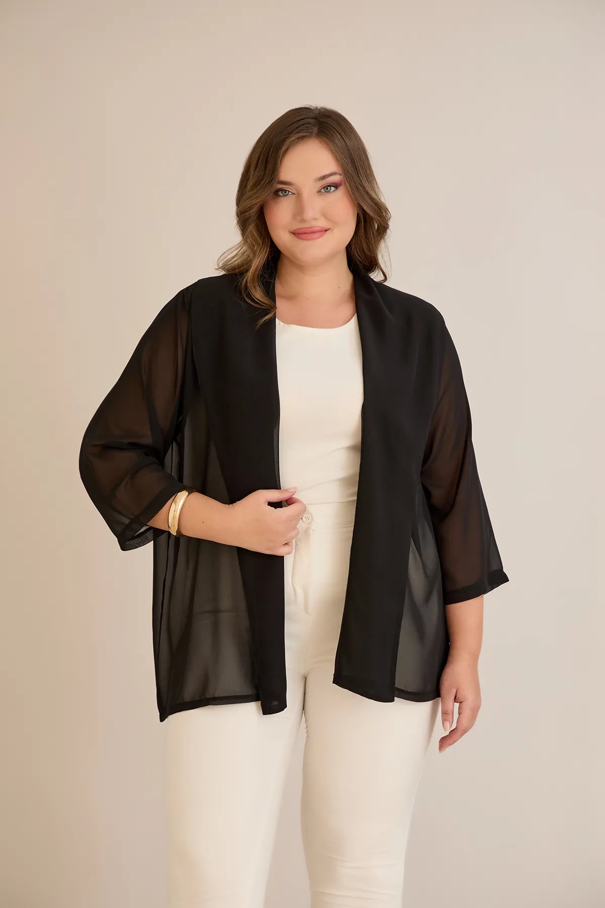 Festlicher Chiffon-Überwurf – Schwarz – Schwarz