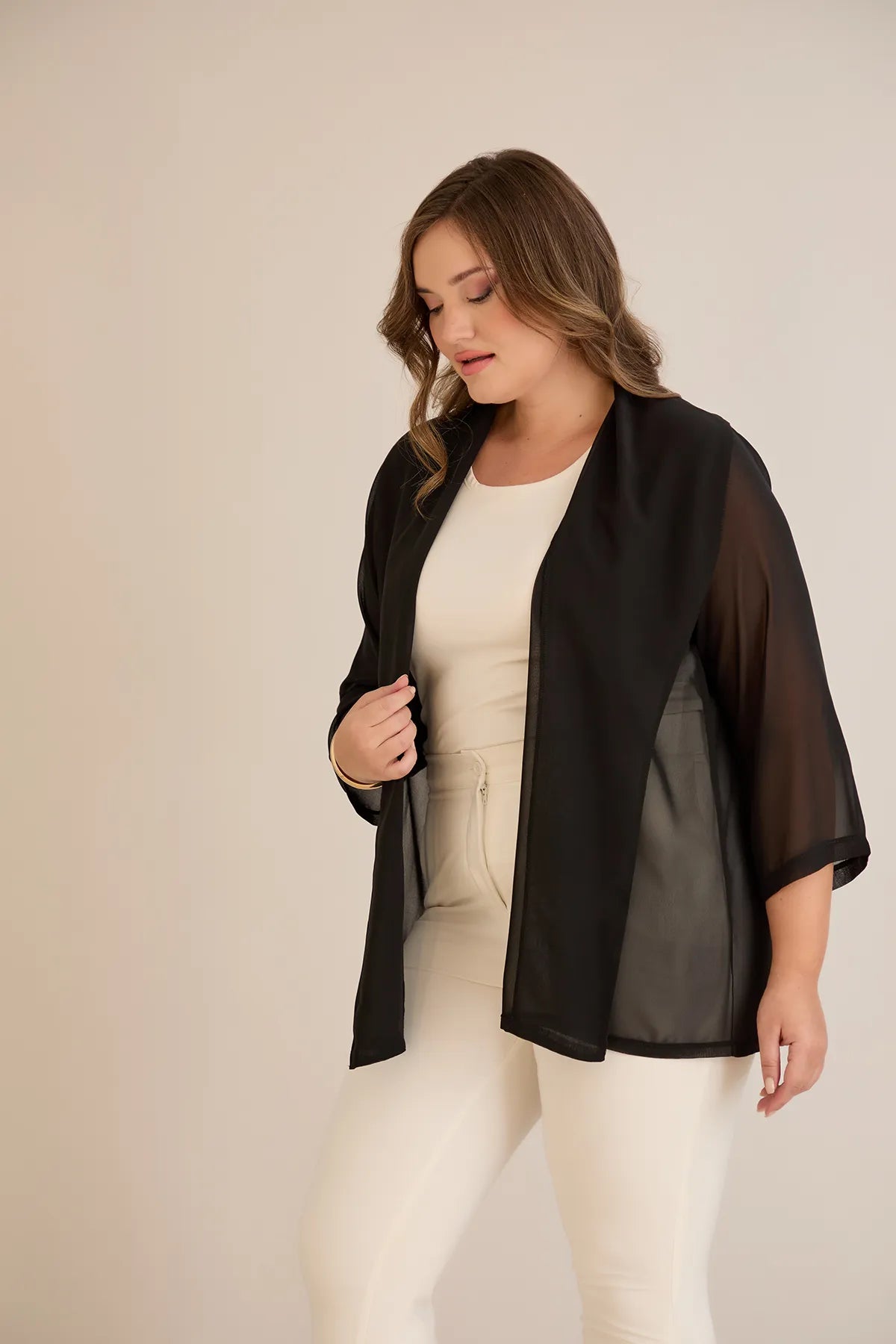 Festlicher Chiffon-Überwurf – Schwarz – Schwarz