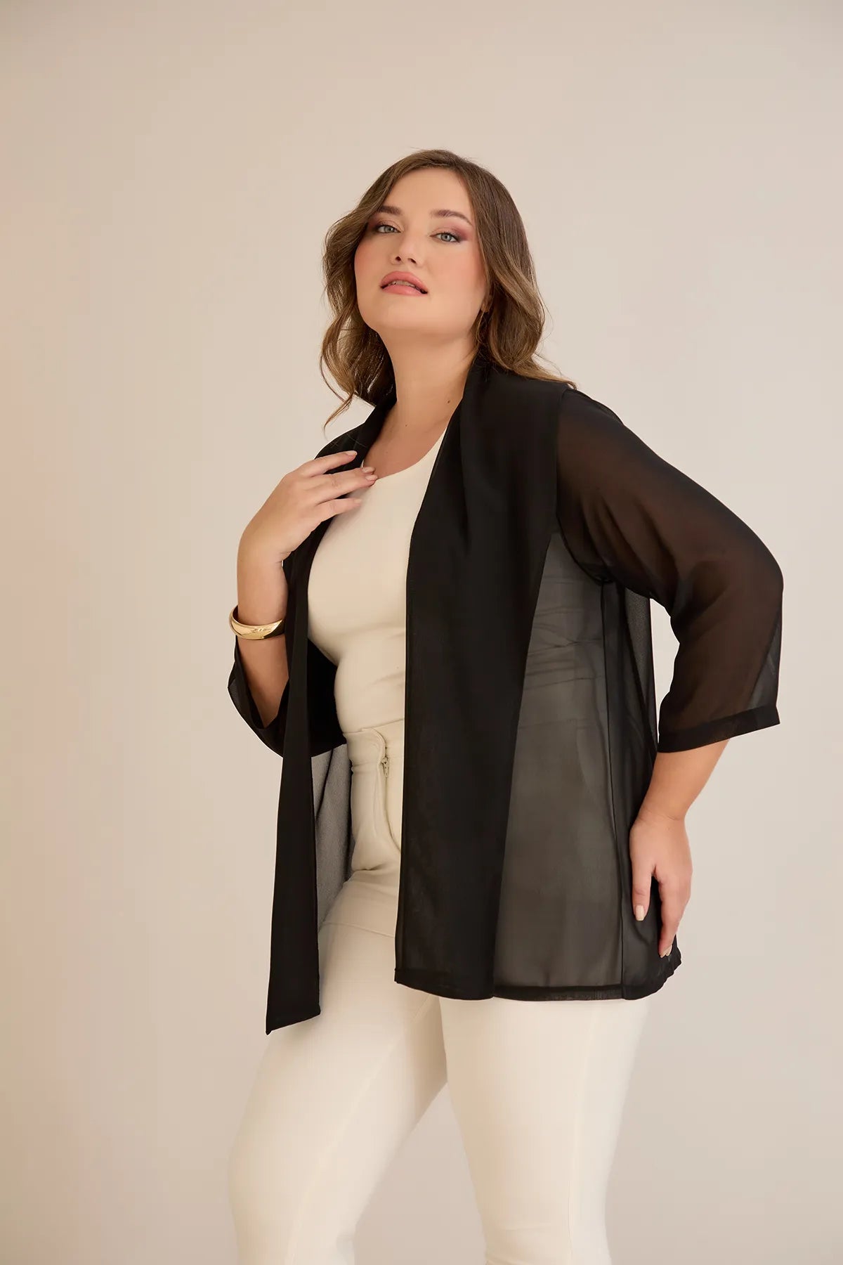 Festlicher Chiffon-Überwurf – Schwarz – Schwarz