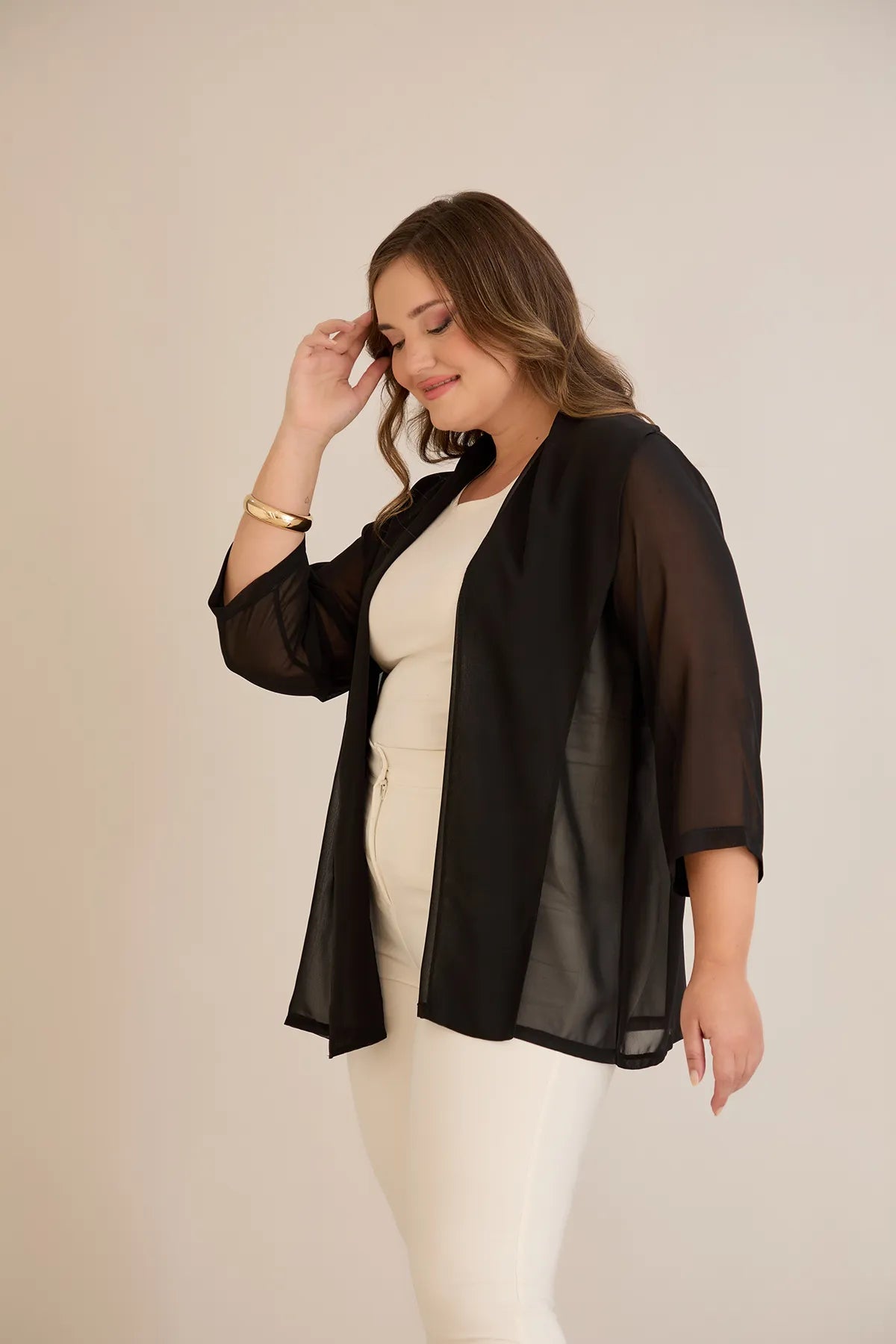 Festlicher Chiffon-Überwurf – Schwarz – Schwarz