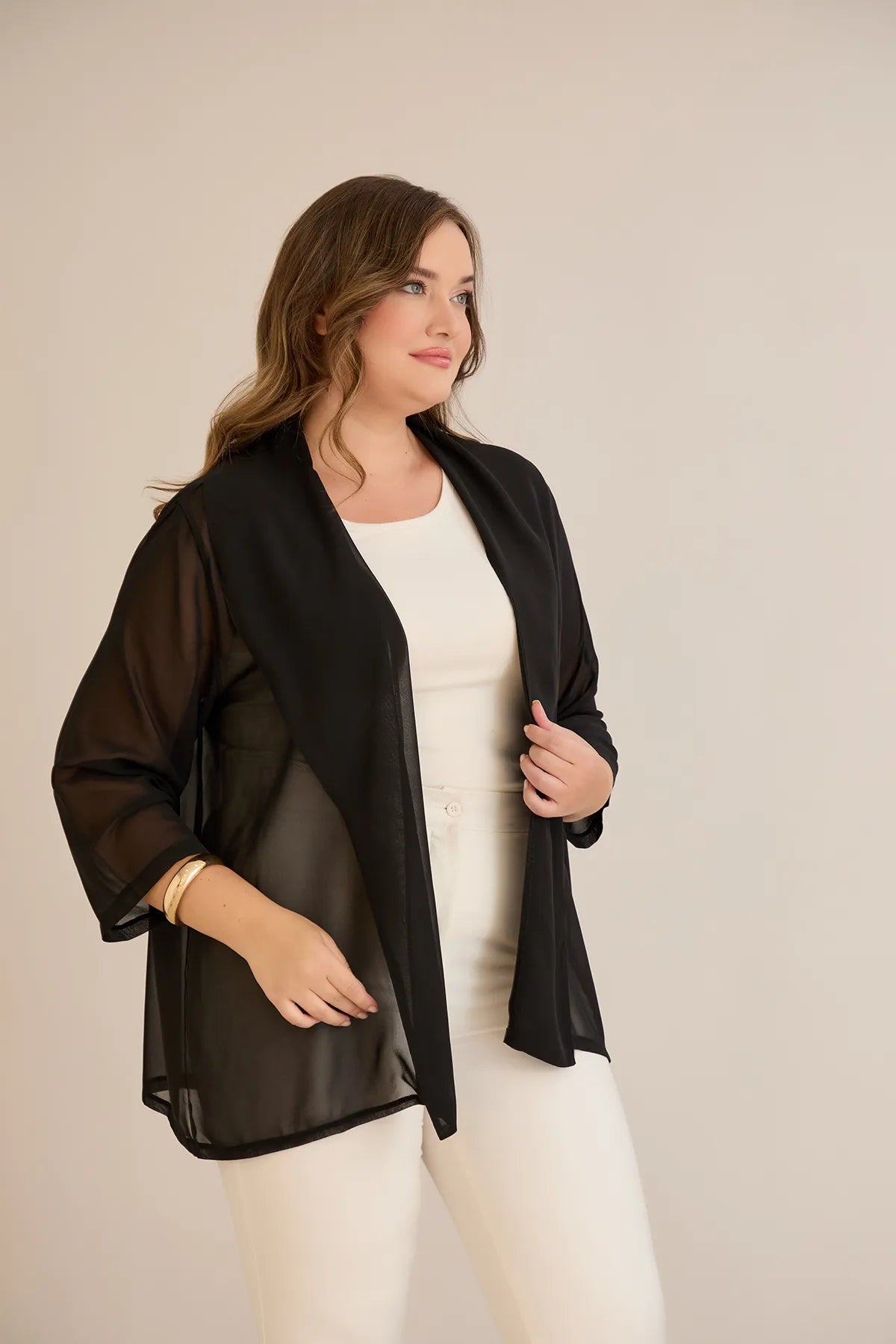 Festlicher Chiffon-Überwurf – Schwarz – Schwarz