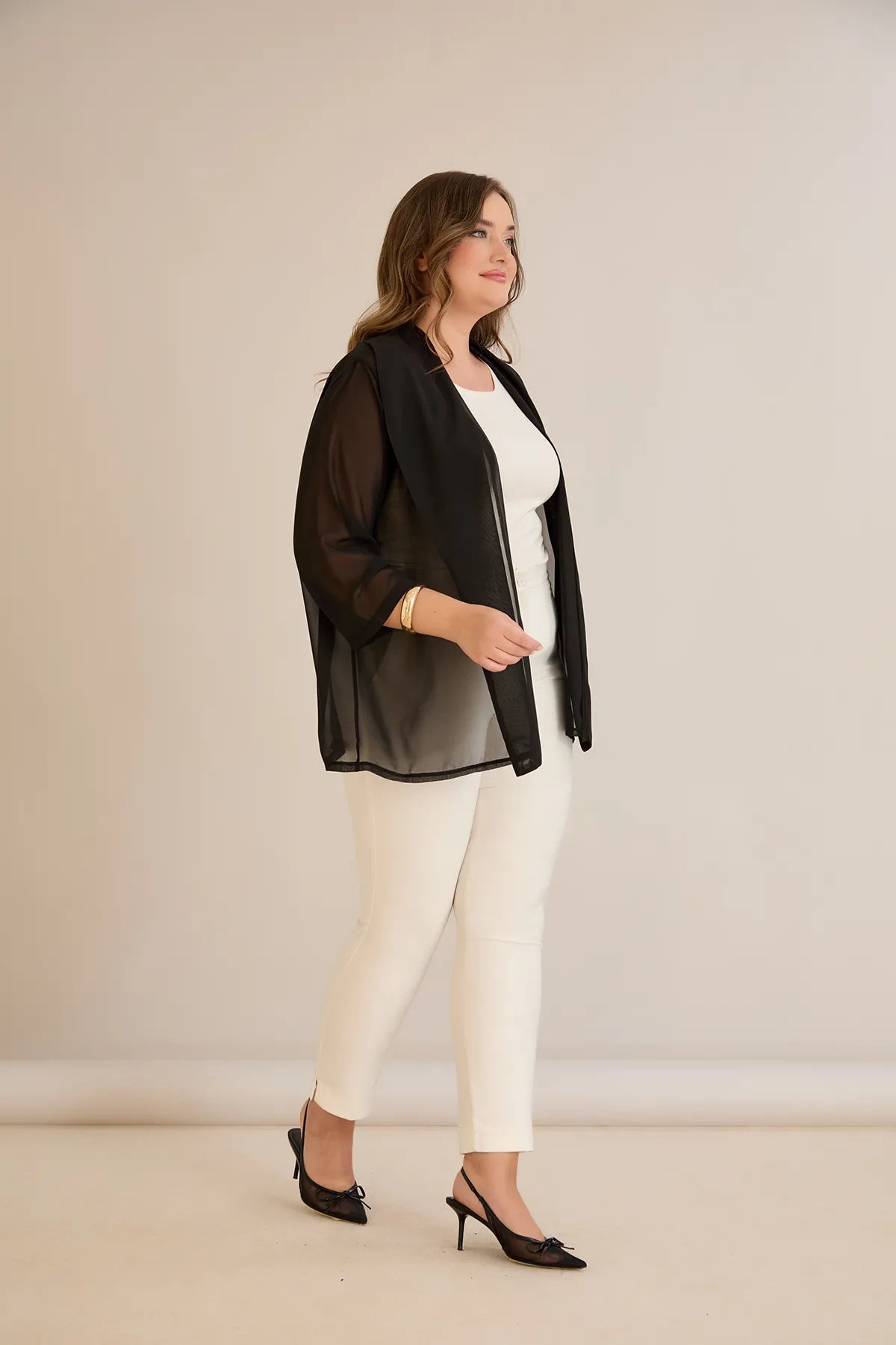Festlicher Chiffon-Überwurf – Schwarz – Schwarz