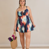 Tankini-Kleid große Größen mit Tropenprint