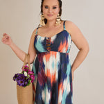 Tankini-Kleid mit tropischem Print und Raffdetail – Multifarbe