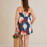 Tankini-Kleid mit tropischem Print und Raffdetail – Multifarbe