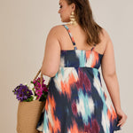 Tankini-Kleid mit tropischem Print und Raffdetail – Multifarbe