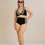 Bikini mit Animal-Print und Raffdetails – Multifarbe