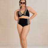 Bikini mit Animal-Print und Raffdetails – Multifarbe