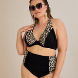 Bikini mit Animal-Print und Raffdetails – Multifarbe