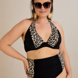 Bikini mit Animal-Print und Raffdetails – Multifarbe
