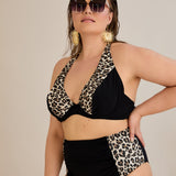 Bikini mit Animal-Print und Raffdetails – Multifarbe
