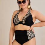 Leoparden-Bikini große Größen mit Bügel & High-Waist | BubbleChic.de
