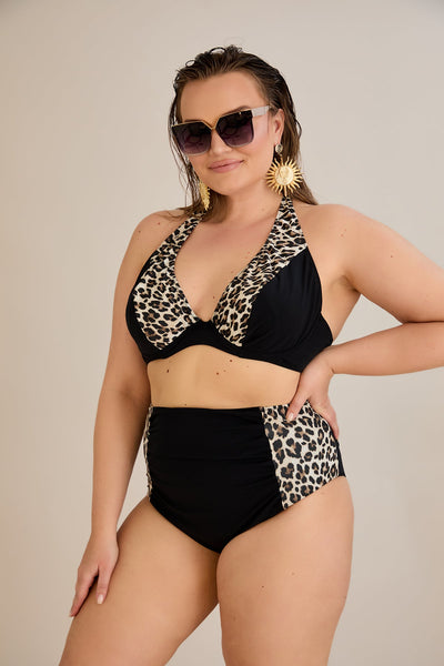 Leoparden-Bikini große Größen mit Bügel & High-Waist | BubbleChic.de
