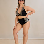 Bikini mit Animal-Print und Raffdetails – Multifarbe