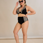 Bikini mit Animal-Print und Raffdetails – Multifarbe