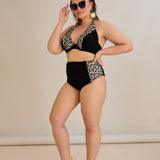 Bikini mit Animal-Print und Raffdetails – Multifarbe