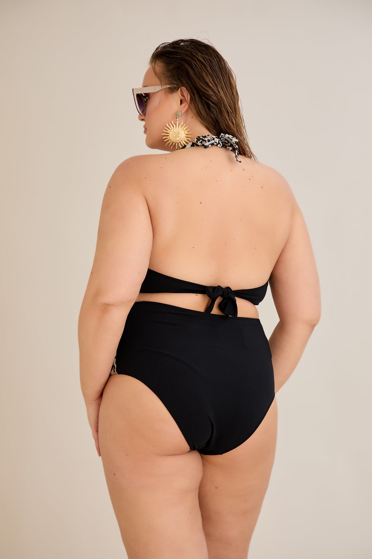 Bikini mit Animal-Print und Raffdetails – Multifarbe
