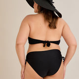 Bikini-slip mid-waist mit seitlicher Raffung – Schwarz