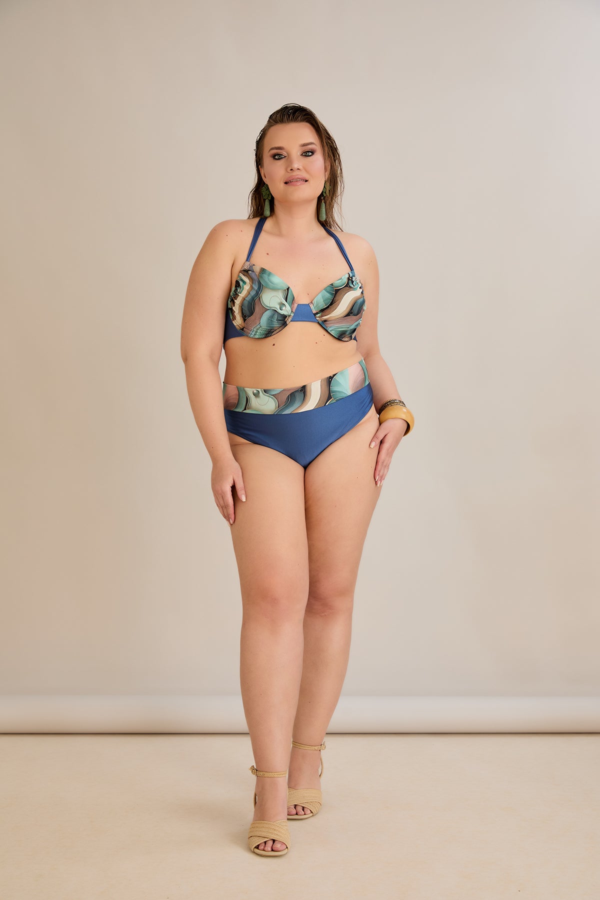 Bikini mit verstellbarem Cup und Bügelunterstützung - Ocean – Multifarbe