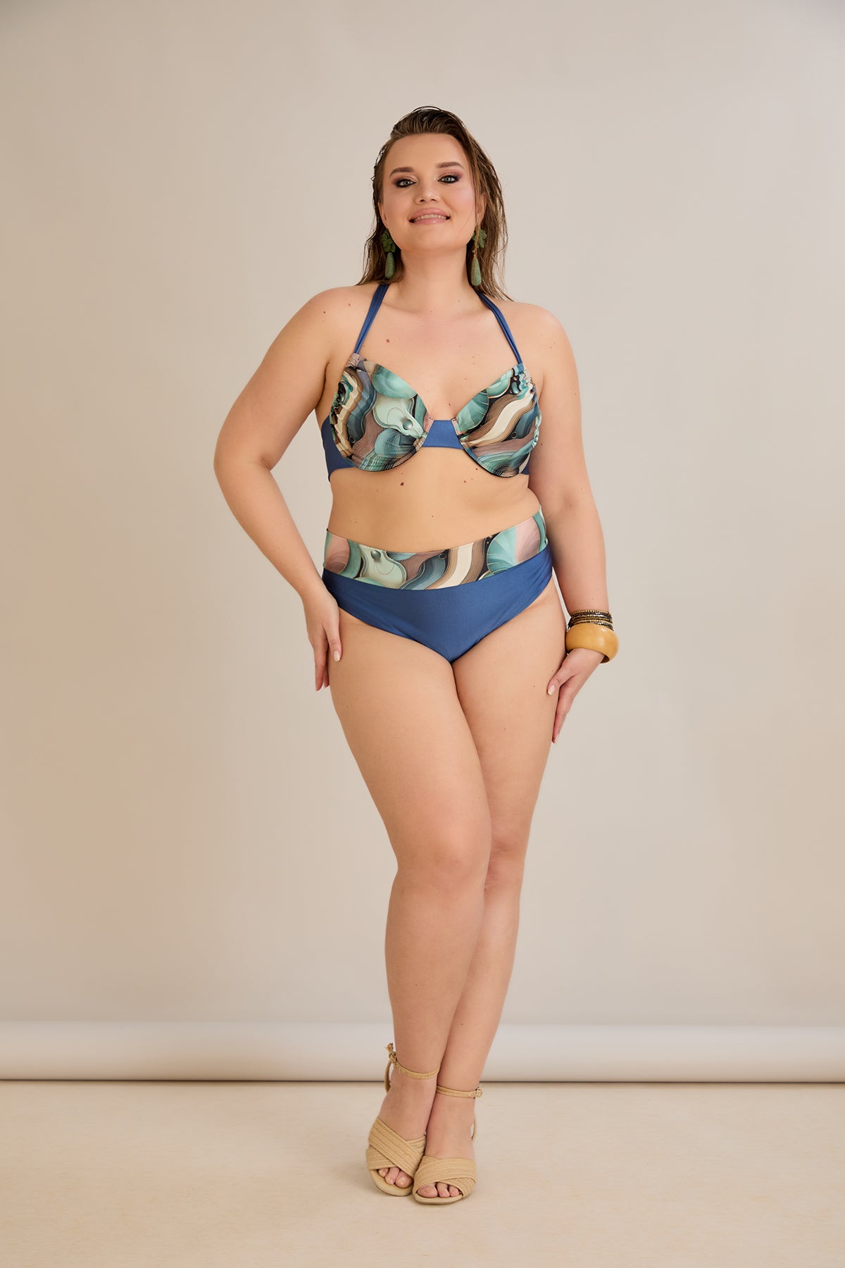 Bikini mit verstellbarem Cup und Bügelunterstützung - Ocean – Multifarbe