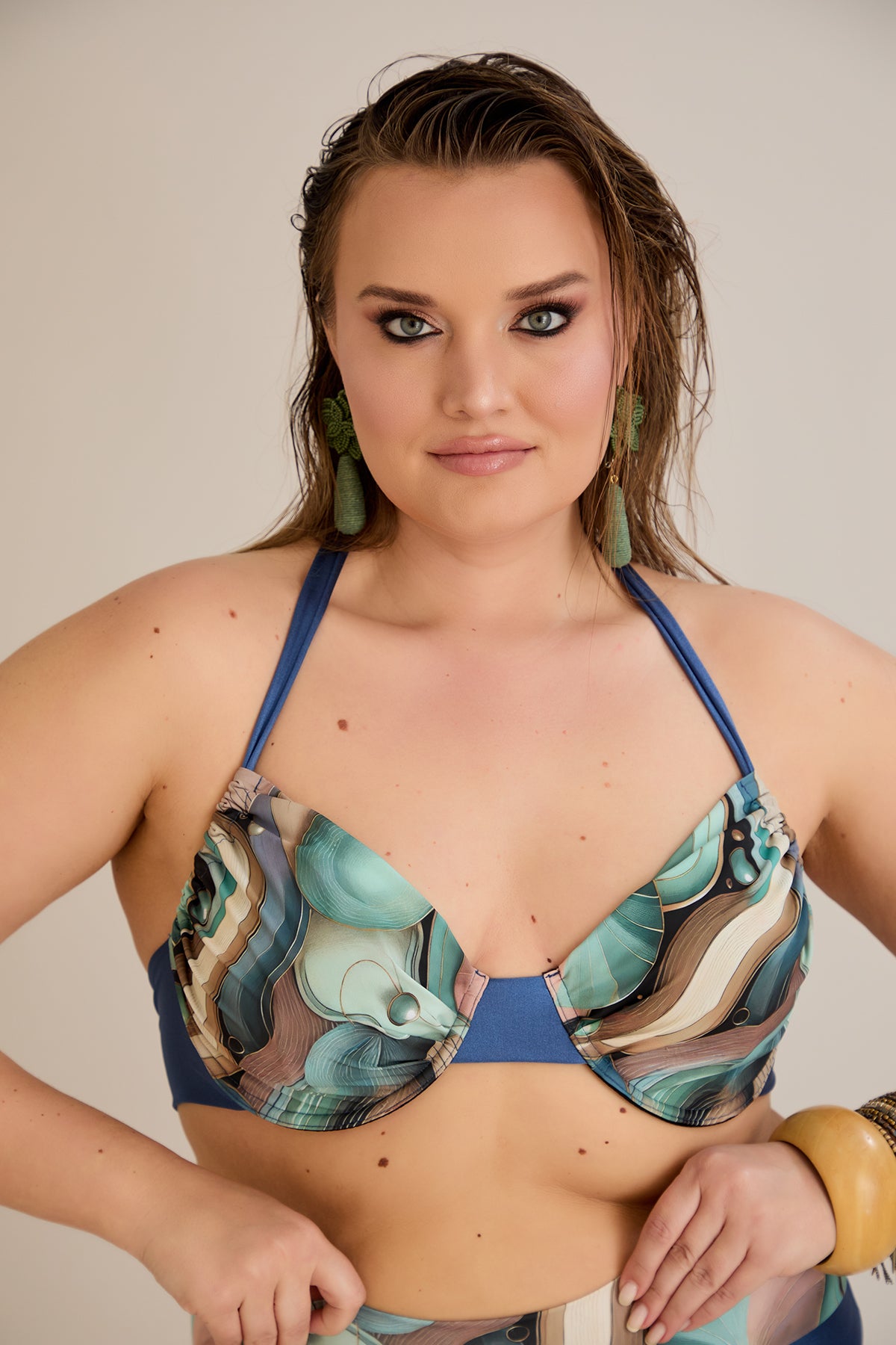 Bikini mit verstellbarem Cup und Bügelunterstützung - Ocean – Multifarbe
