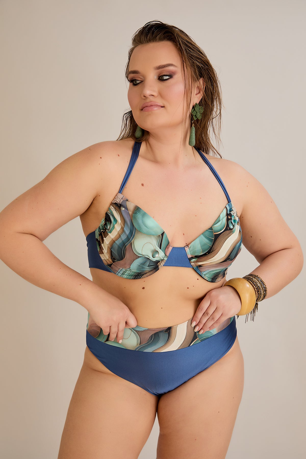 Bikini mit verstellbarem Cup und Bügelunterstützung - Ocean – Multifarbe