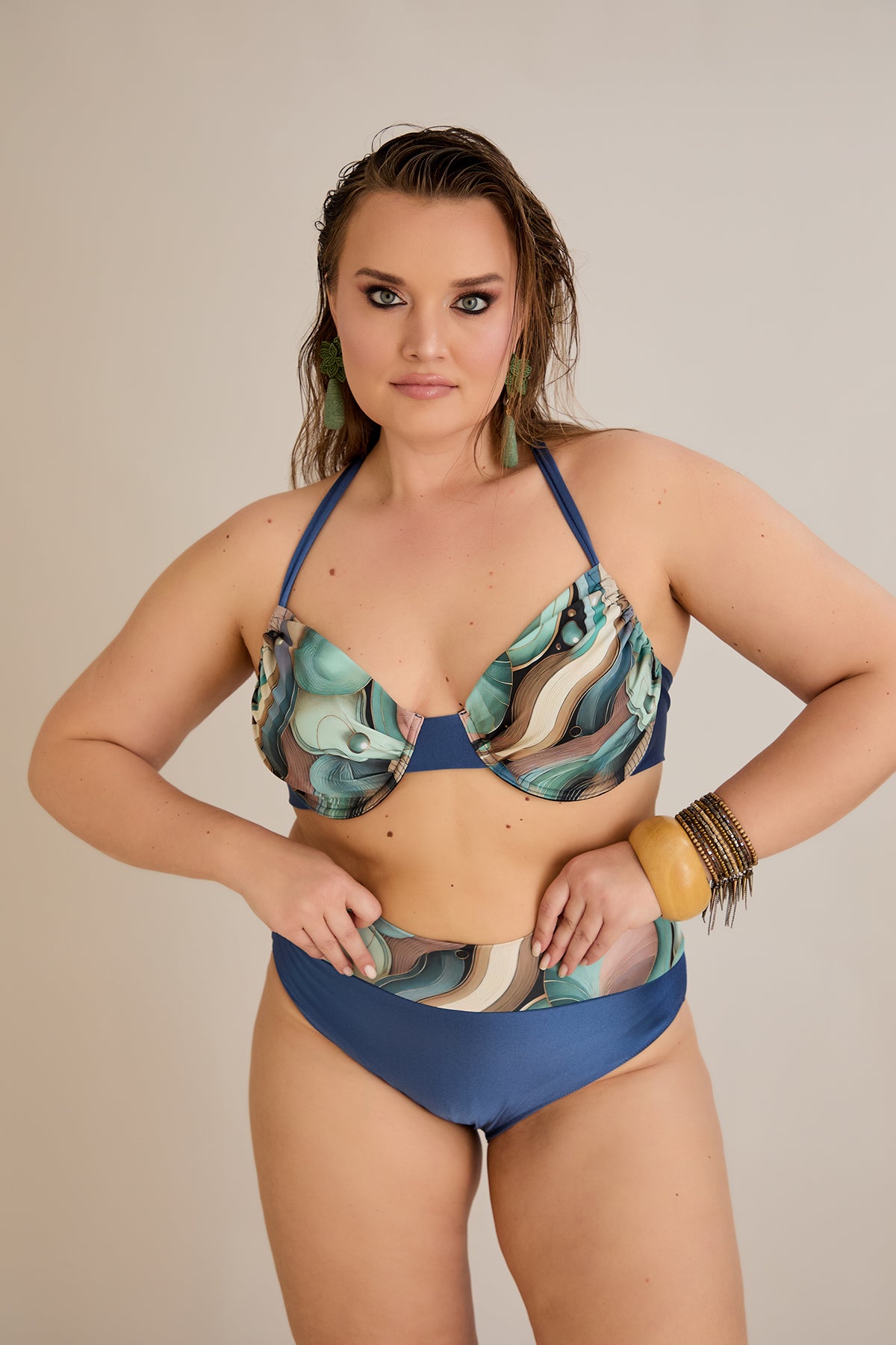 Bikini mit verstellbarem Cup und Bügelunterstützung - Ocean – Multifarbe