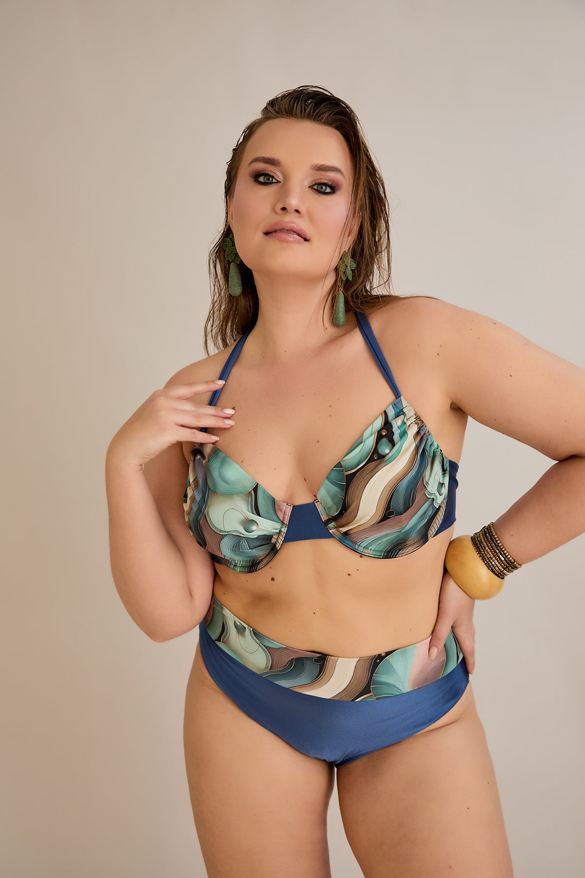 Bikini mit verstellbarem Cup und Bügelunterstützung - Ocean – Multifarbe