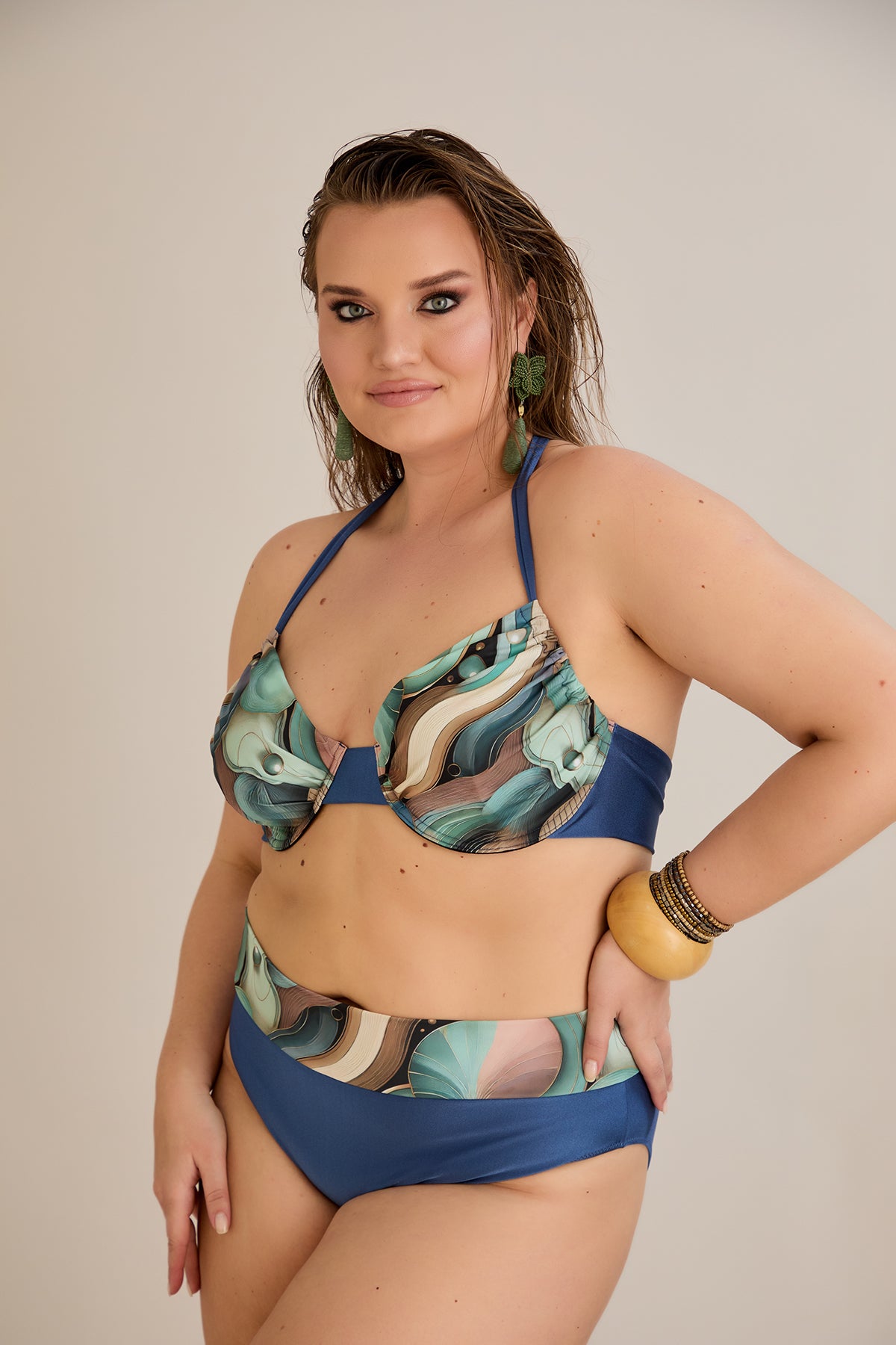Bikini mit verstellbarem Cup und Bügelunterstützung - Ocean – Multifarbe