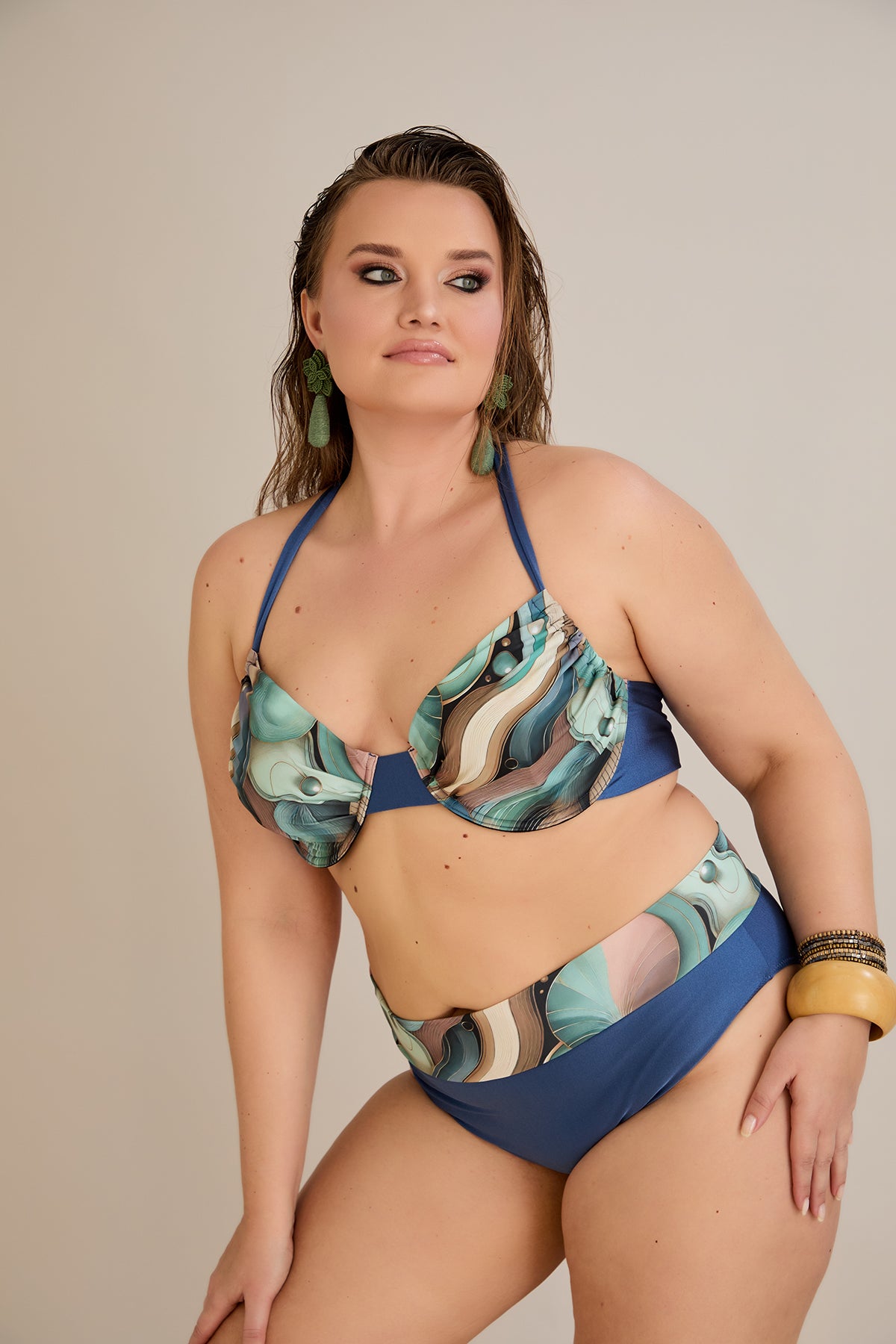 Bikini mit verstellbarem Cup und Bügelunterstützung - Ocean – Multifarbe