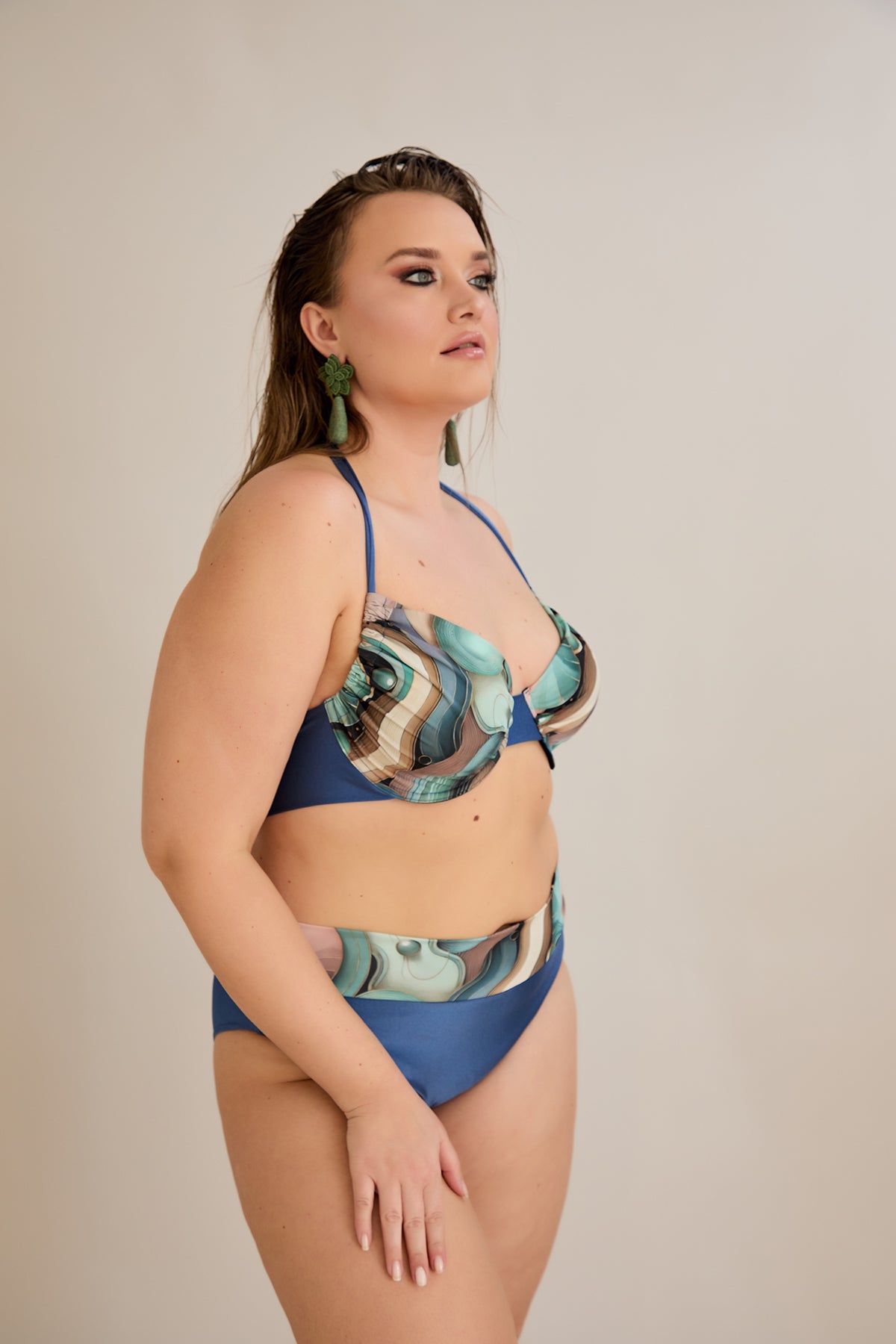 Bikini mit verstellbarem Cup und Bügelunterstützung - Ocean – Multifarbe