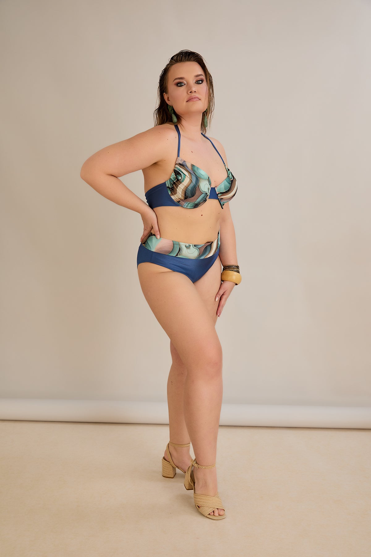 Bikini mit verstellbarem Cup und Bügelunterstützung - Ocean – Multifarbe