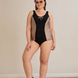 Badeanzug mit Bustier-Polstern und Zierband - Sahara – Multifarbe