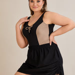 Badeanzug mit Bustier-Polstern und Zierband - Sahara – Multifarbe