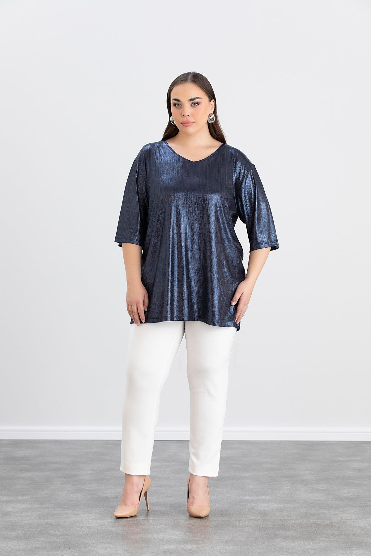 Bluse mit festlichem Look - Blau