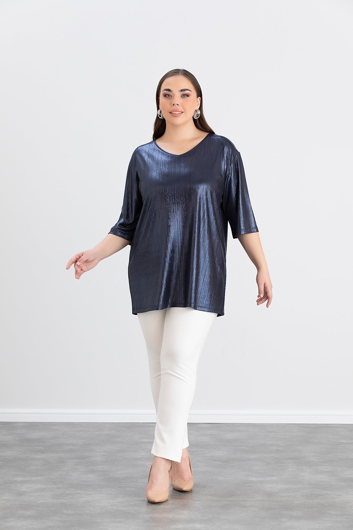 Bluse mit festlichem Look - Blau