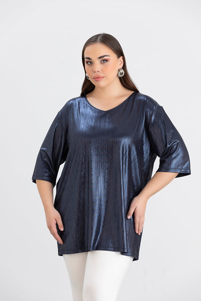 Bluse mit festlichem Look - Blau