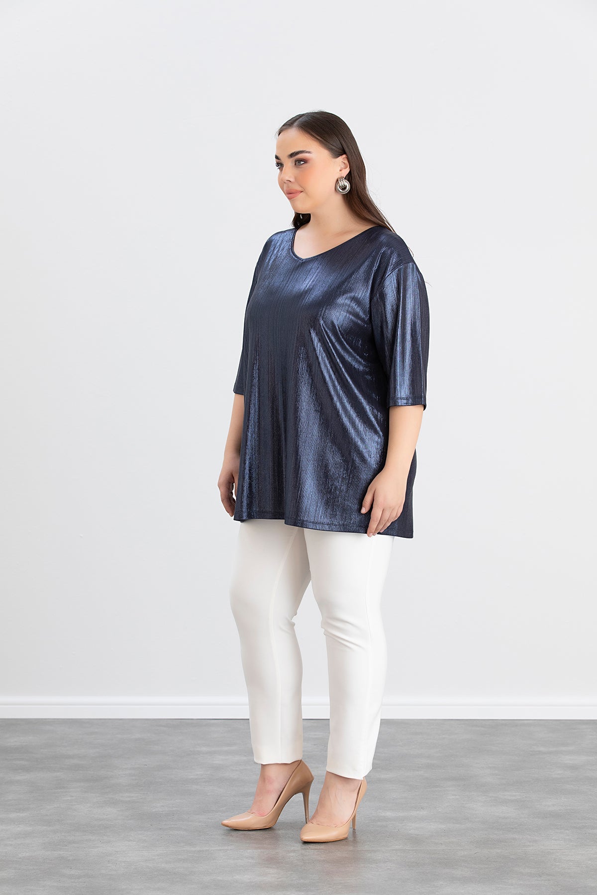 Bluse mit festlichem Look - Blau