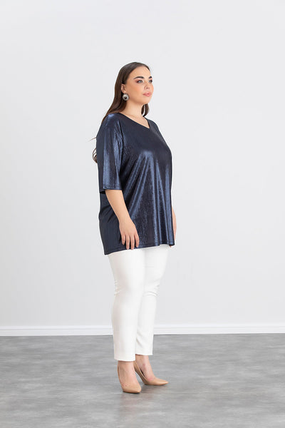 Bluse mit festlichem Look - Blau