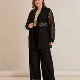 Elegantes festliches Spitzen-Set – Schwarz