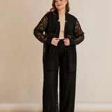 Elegantes festliches Spitzen-Set – Schwarz