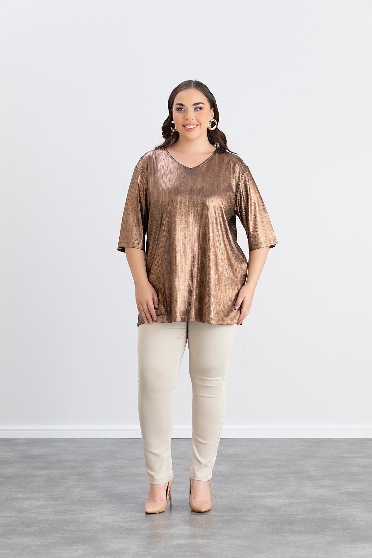 Bluse mit festlichem Look - Goldene Farbe