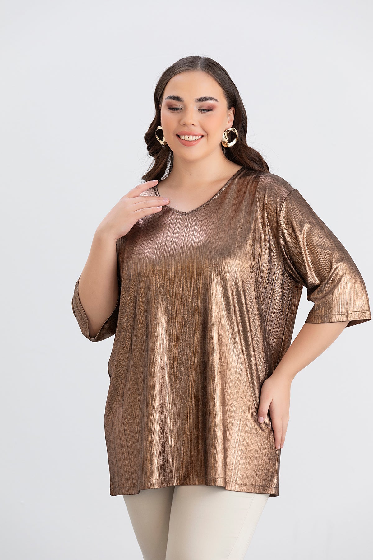 Bluse mit festlichem Look - Goldene Farbe