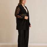 Elegantes festliches Spitzen-Set – Schwarz