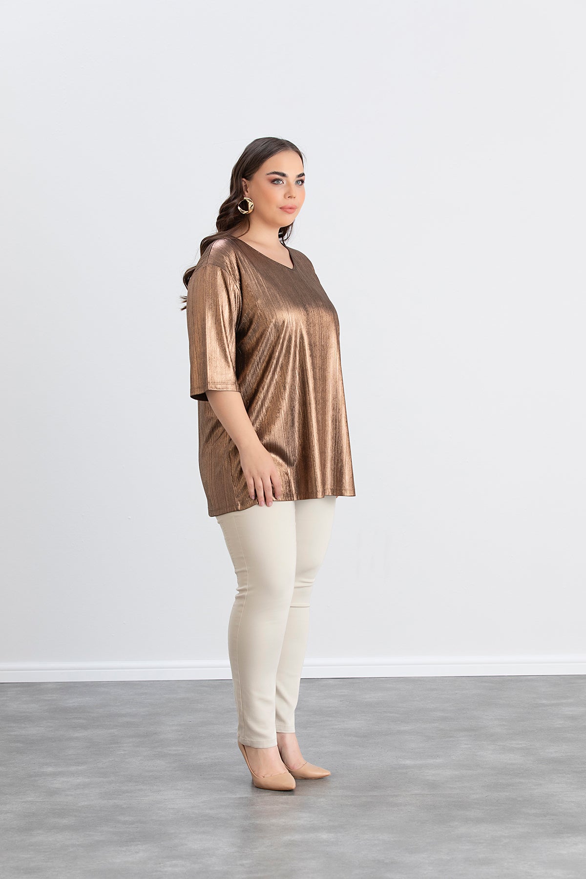 Bluse mit festlichem Look - Goldene Farbe