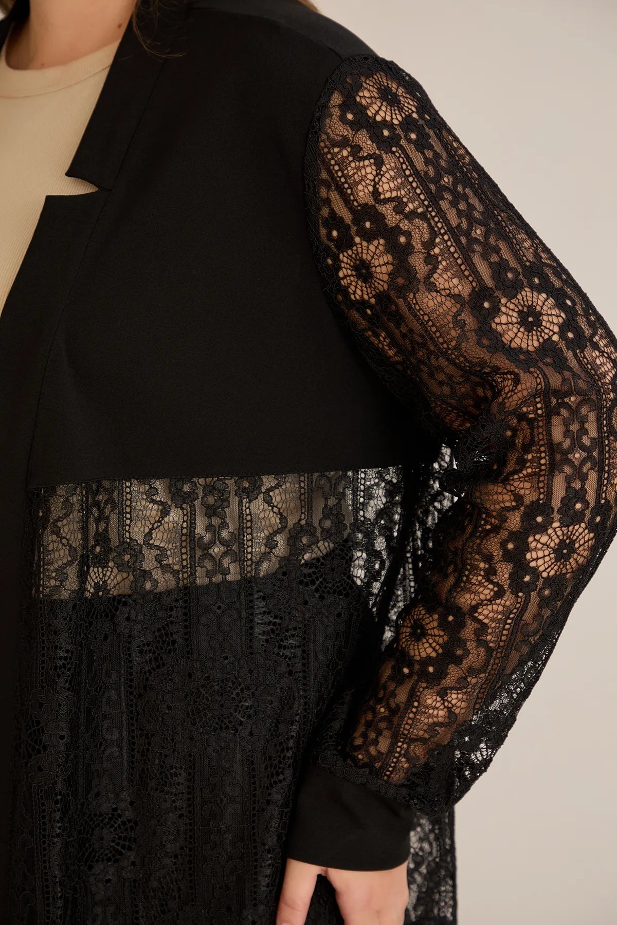 Elegantes festliches Spitzen-Set – Schwarz