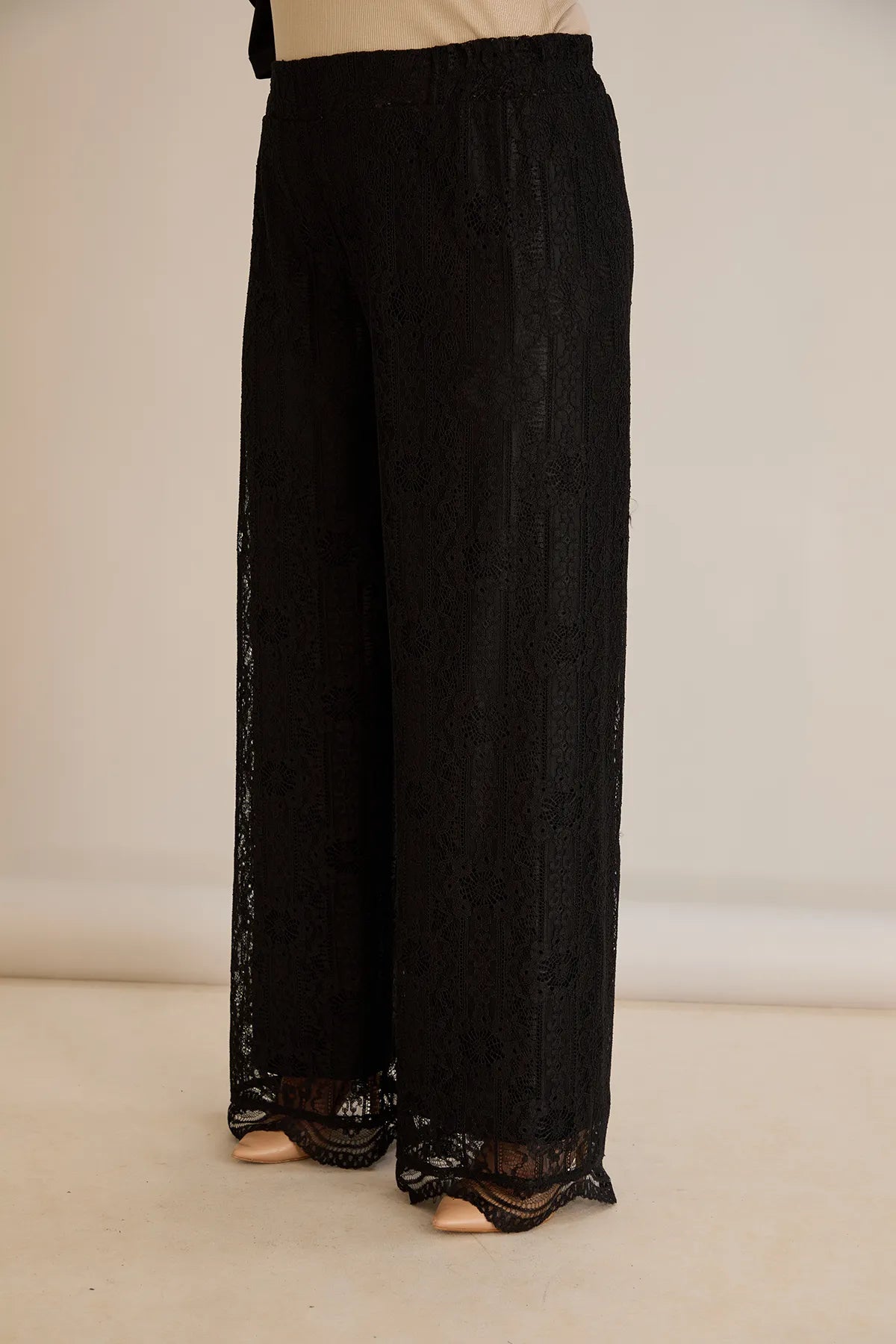 Elegantes festliches Spitzen-Set – Schwarz